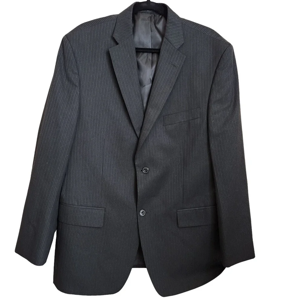 Haggar Blazer Men's Size 42R Black Striped Suit Up System Single Vent
